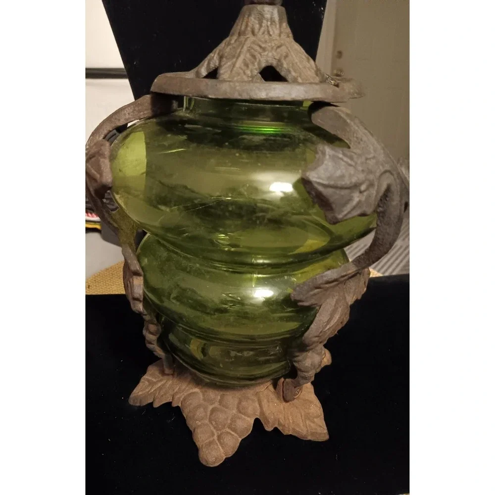 Murano Glass & Cast Iron & Green Glass Rare vintage item